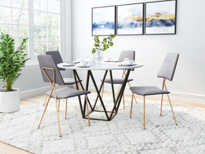 Zuo Modern Chloe 100% Polyester, Plywood, Steel Modern Commercial Grade Dining Chair Set - Set of 2 Gray, Gold 100% Polyester, Plywood, Steel