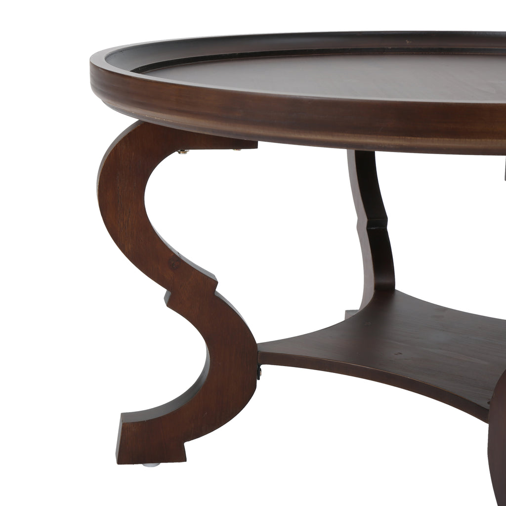 Noble House Althea Dark Walnut Finished Faux Wood Circular Coffee Table