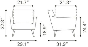 Zuo Modern Bastille 100% Polyester, Plywood, Rubberwood Modern Commercial Grade Accent Chair Green, Black 100% Polyester, Plywood, Rubberwood