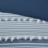 Calum Modern/Contemporary 100% Cotton Clipped 5pcs Duvet Cover Set in Navy