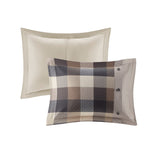 Ridge Lodge/Cabin 100% Polyester 7pcs Herringbone Printed Comforter Set in Neutral