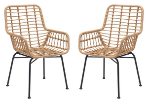 Zuo Modern Lyon Steel, Polyethylene Modern Commercial Grade Dining Chair Set - Set of 2 Natural, Black Steel, Polyethylene