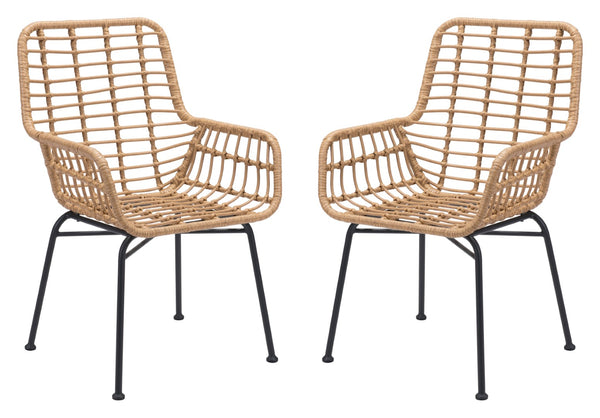 Zuo Modern Lyon Steel, Polyethylene Modern Commercial Grade Dining Chair Set - Set of 2 Natural, Black Steel, Polyethylene