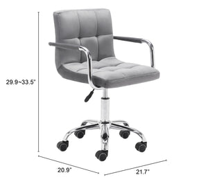 Zuo Modern Kerry 100% Polyester, Plywood, Steel Modern Office Chair Gray, Chrome 100% Polyester, Plywood, Steel