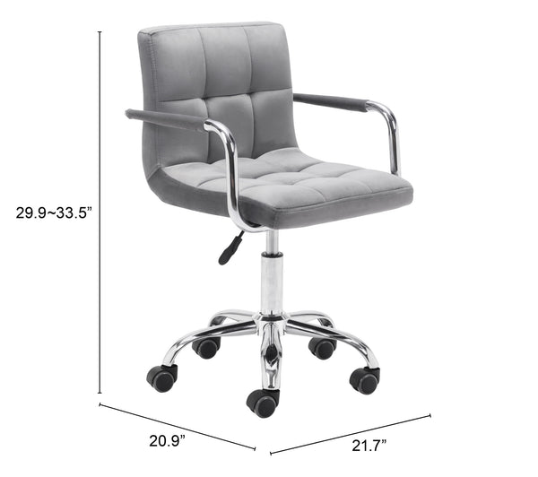 Zuo Modern Kerry 100% Polyester, Plywood, Steel Modern Office Chair Gray, Chrome 100% Polyester, Plywood, Steel