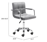 Zuo Modern Kerry 100% Polyester, Plywood, Steel Modern Office Chair Gray, Chrome 100% Polyester, Plywood, Steel