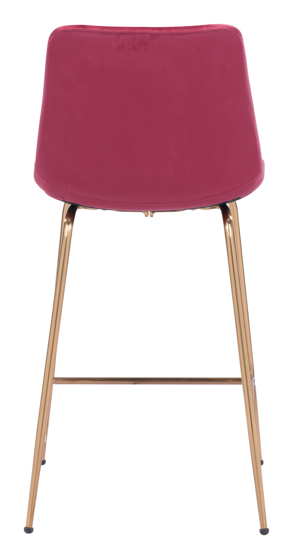 Zuo Modern Tony 100% Polyester, Plywood, Steel Modern Commercial Grade Counter Stool Red, Gold 100% Polyester, Plywood, Steel