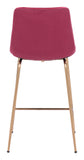 Zuo Modern Tony 100% Polyester, Plywood, Steel Modern Commercial Grade Counter Stool Red, Gold 100% Polyester, Plywood, Steel