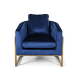 Christopher Knight Home® Briarcliff Modern Velvet Glam Armchair with Stainless Steel Frame - Navy Blue and Gold Finish