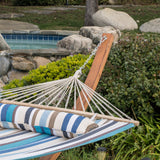 Richardson Outdoor Modern Hammock, Blue, Brown, and White Stripes Noble House