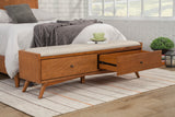 Alpine Furniture Flynn Bench, Acorn 966-12 Acorn Mahogany Solids & Okoume Veneer 59 x 15 x 18.5