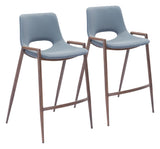 Zuo Modern Desi 100% Polyurethane, Plywood, Steel Modern Commercial Grade Counter Stool Set - Set of 2 Gray, Walnut 100% Polyurethane, Plywood, Steel