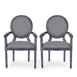 Judith French Country Wood Upholstered Dining Chair, Gray Noble House