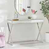 Murley Modern Glam Console Table with Mirror Tabletop, Silver Noble House