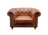 Pasargad Genuine Leather Chester Bay Tufted Chair CHAIR-3009-1-PASARGAD