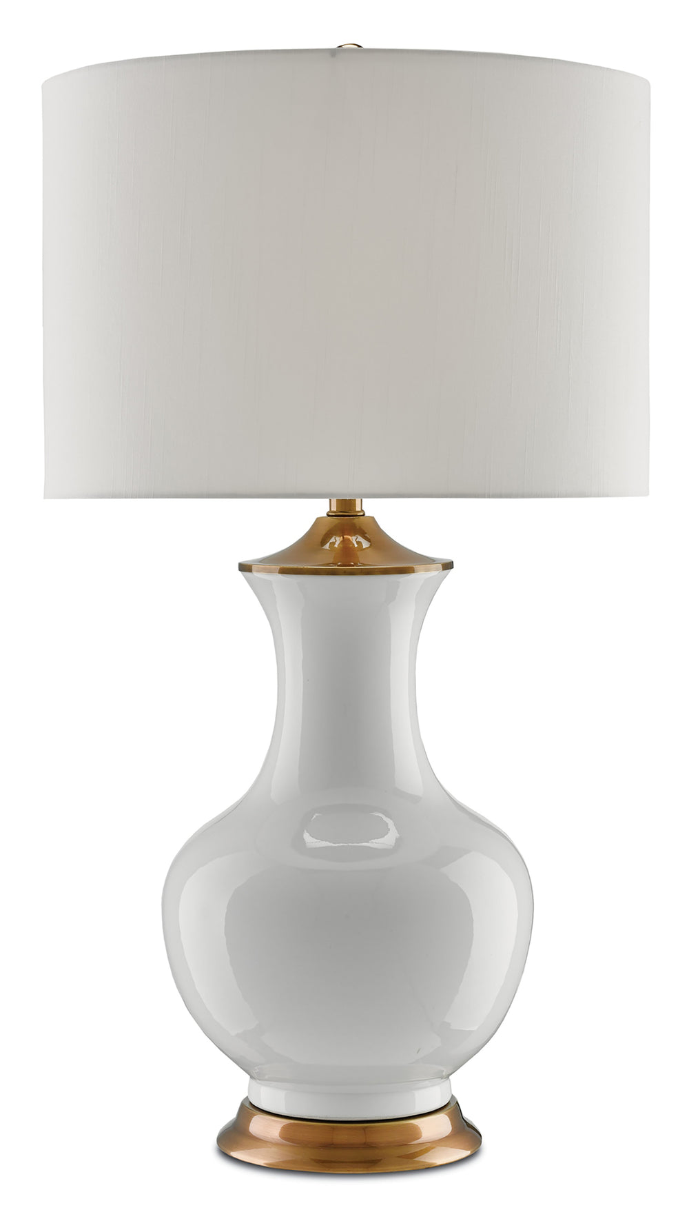 Lilou White Table Lamp - Elegant Ceramic Design with Antique Brass Finish & Off-White Shade