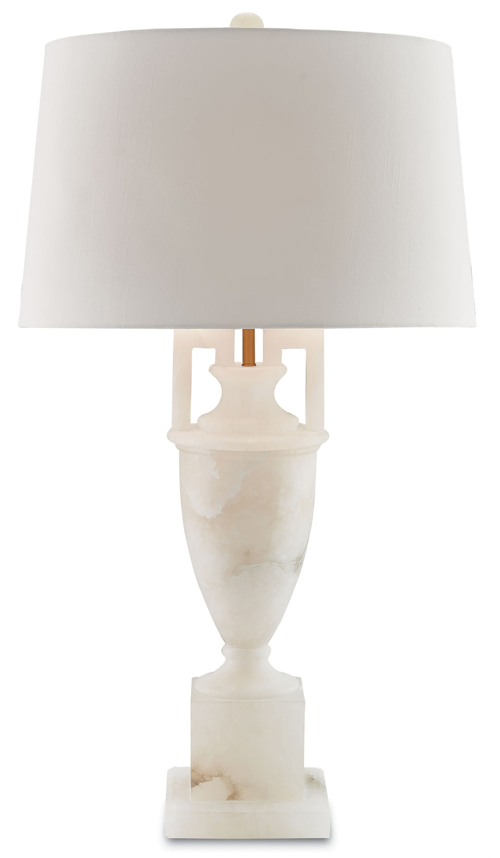 Clifford Elegant Alabaster Table Lamp with Off-White Shade & Coffee Bronze Accents for Home Decor