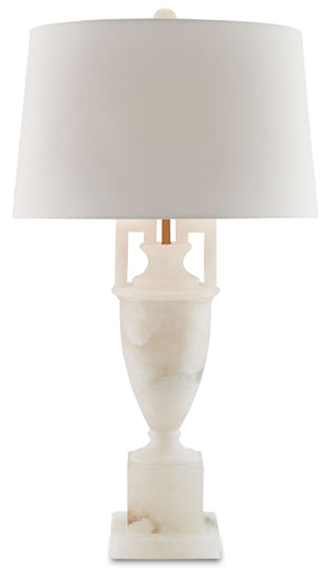 Clifford Elegant Alabaster Table Lamp with Off-White Shade & Coffee Bronze Accents for Home Decor