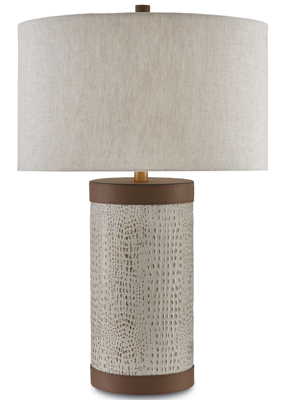 Baptiste Table Lamp - Elegant Leather & Brass Design with Natural Linen Shade for Chic Interiors