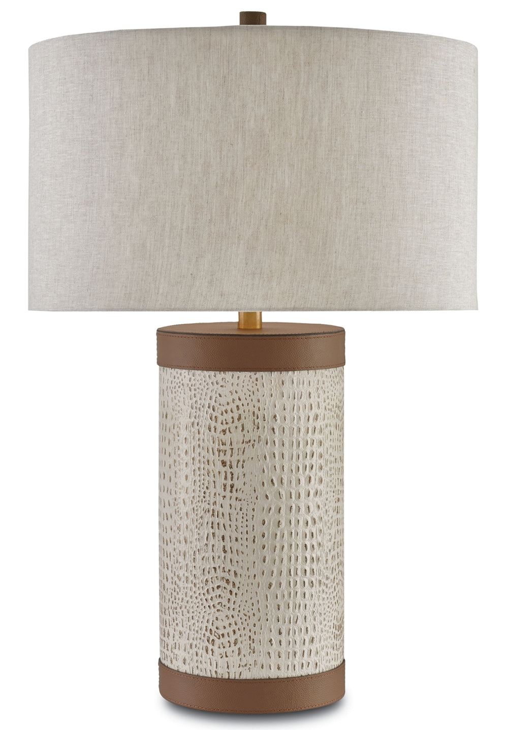 Baptiste Table Lamp - Elegant Leather & Brass Design with Natural Linen Shade for Chic Interiors