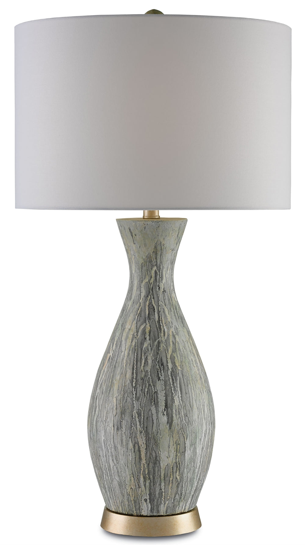 Rana Table Lamp - Handcrafted Terracotta Design with Silver Leaf Finish & Elegant Blanco Linen Shade