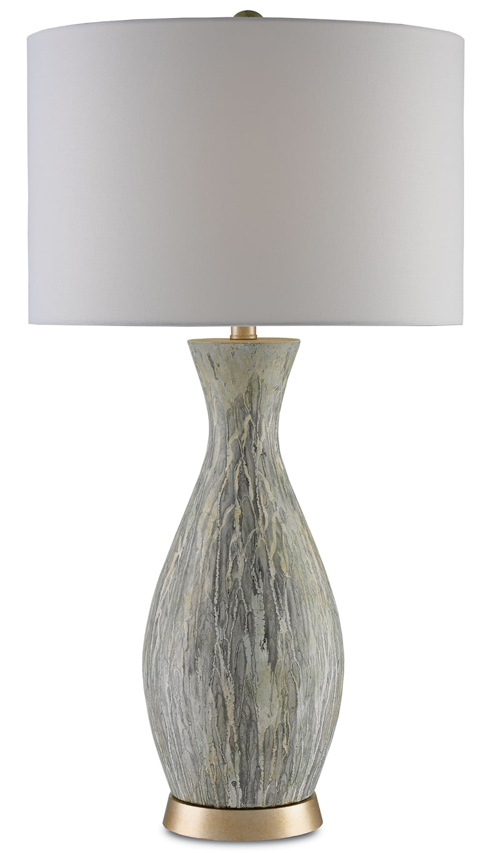 Rana Table Lamp - Handcrafted Terracotta Design with Silver Leaf Finish & Elegant Blanco Linen Shade