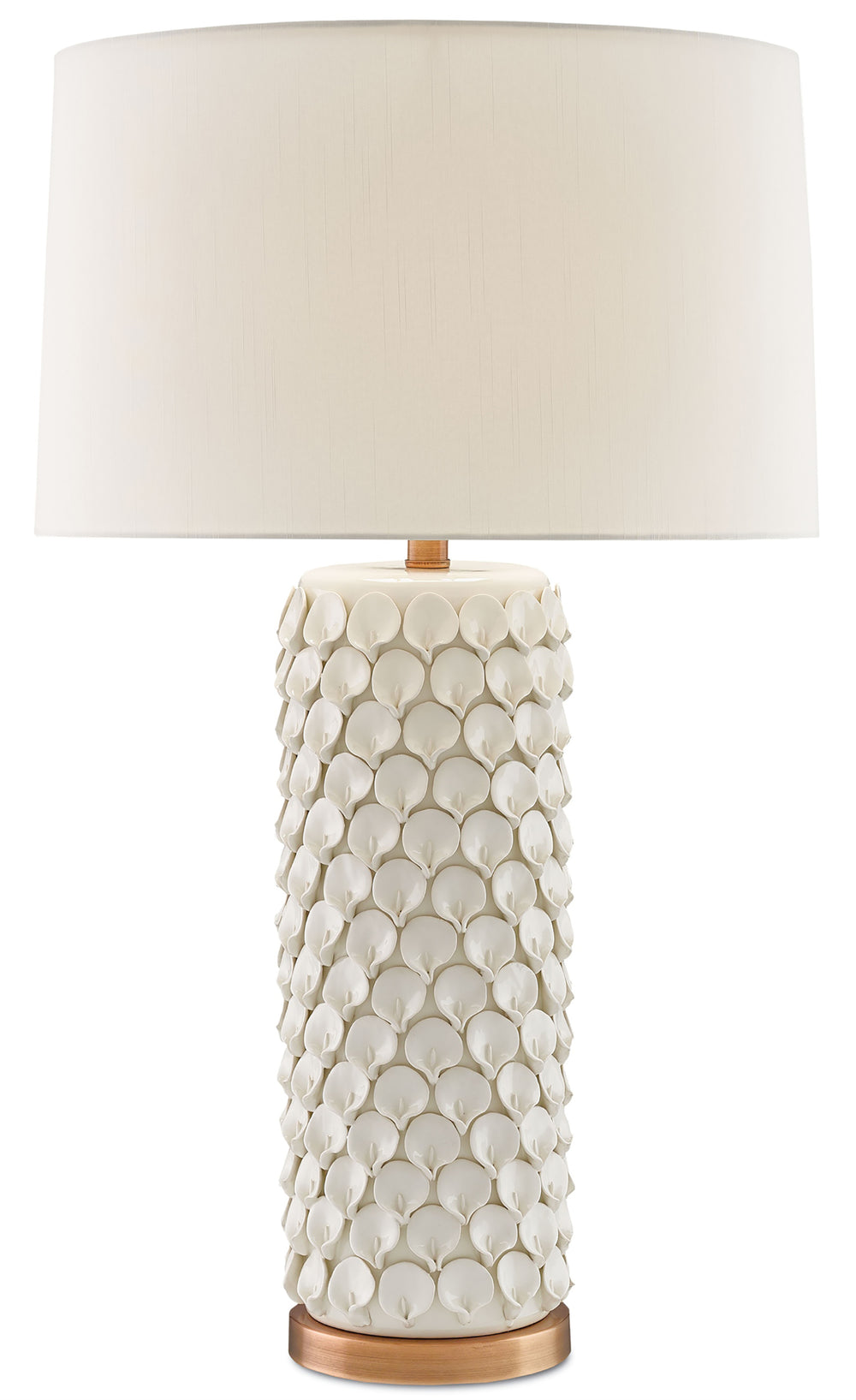 Calla Lily Table Lamp - Elegant Hand-Formed Ceramic Petals with Antique Brass Accents & Shade