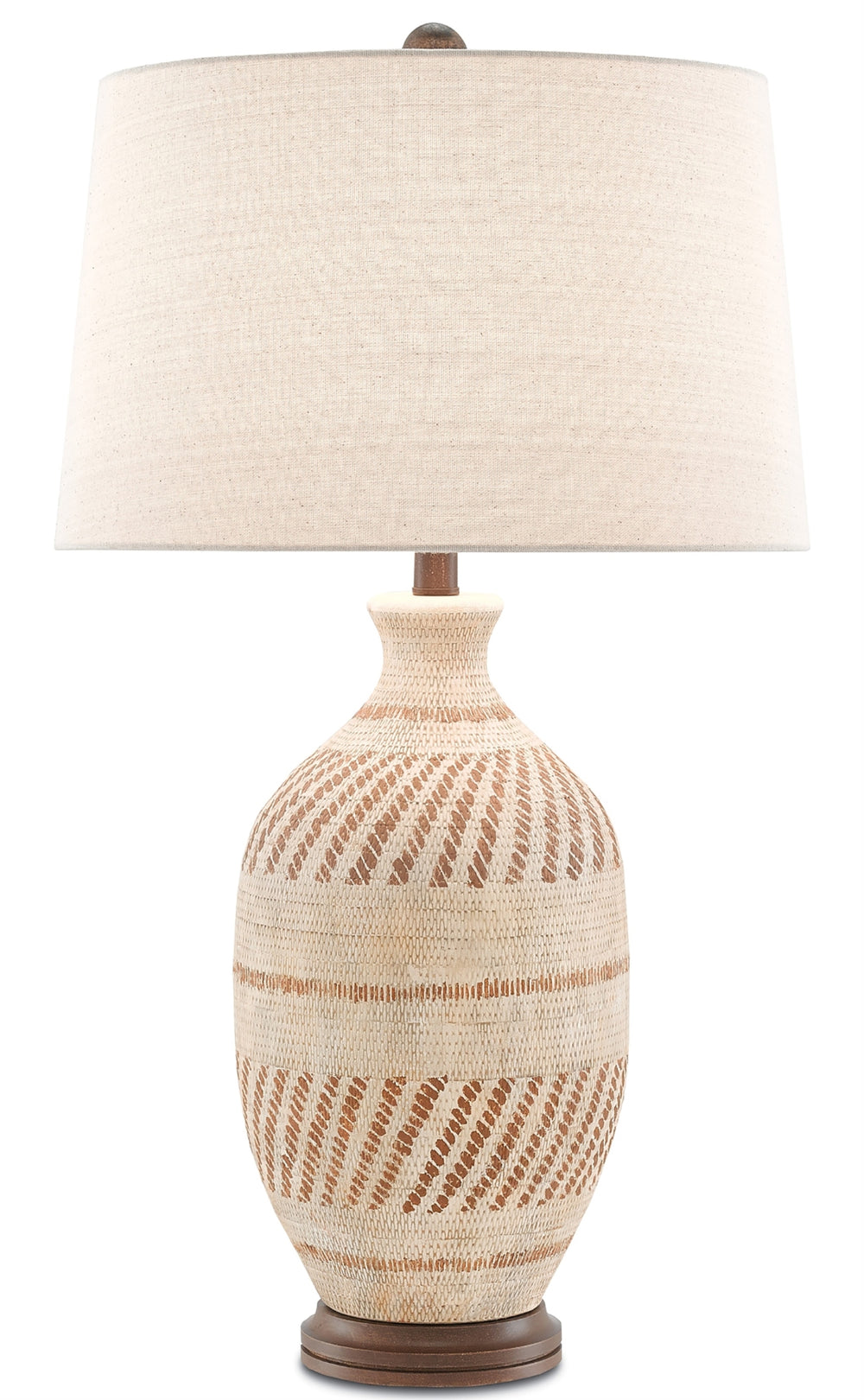 Faiyum Table Lamp - Ethnic-Inspired Terracotta Design with Woven Texture & Flax Linen Shade, 30.5"