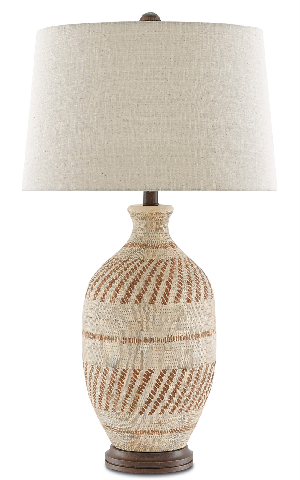 Faiyum Table Lamp - Ethnic-Inspired Terracotta Design with Woven Texture & Flax Linen Shade, 30.5"