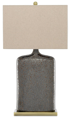 Musing Table Lamp: Rustic Metallic Bronze with Khaki Linen Shade for a Chic, Luxe Home Ambiance