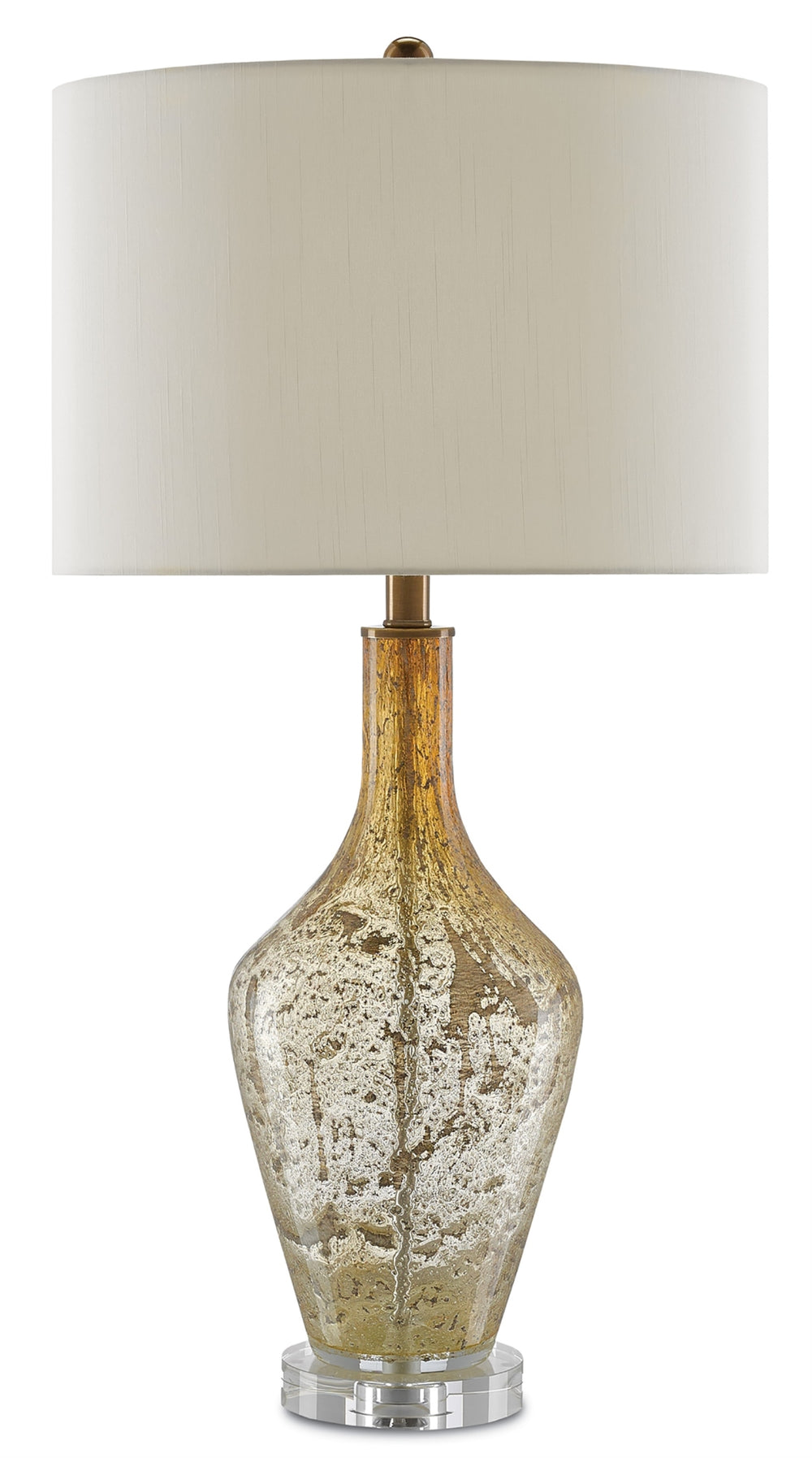 Habib Table Lamp - Chic Champagne Speckled Glass Design with Bohemian Flair and Elegant Shade