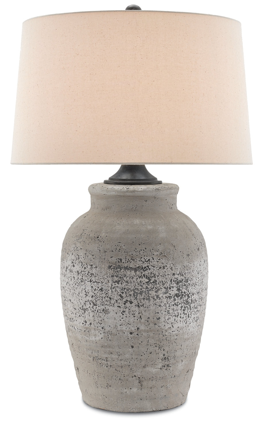 Quest Table Lamp - Rustic Gray Concrete with Aged Black Hardware & Sand Linen Shade for Chic Decor