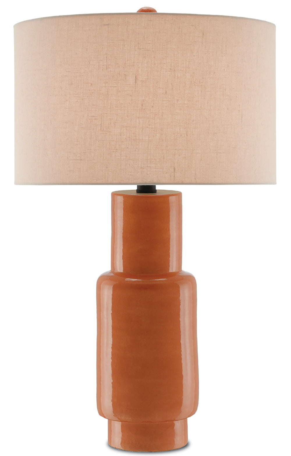 Janeen Vibrant Orange Table Lamp with Flax Linen Shade and Satin Black Finish - Stylish Home Accent