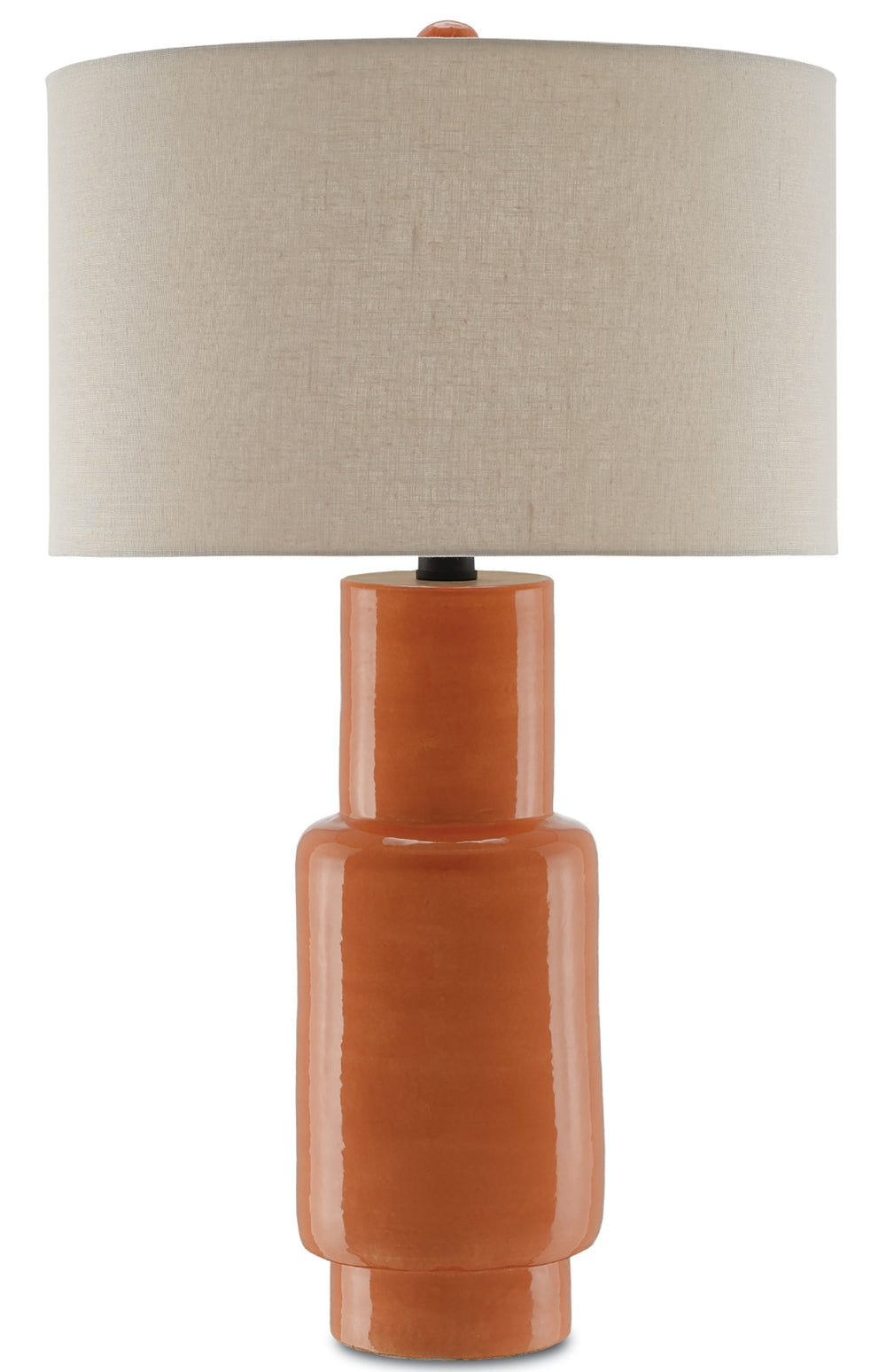 Janeen Vibrant Orange Table Lamp with Flax Linen Shade and Satin Black Finish - Stylish Home Accent