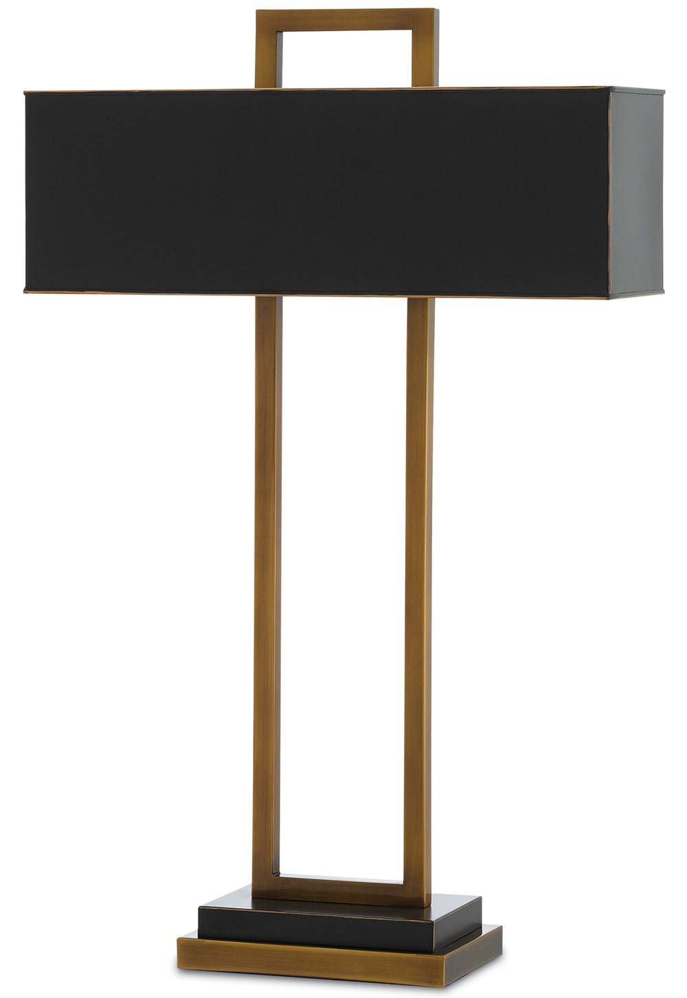 Otto Table Lamp - Geometric Antique Brass & Oil-Rubbed Bronze Design with Metal Shade, 30.75" Height