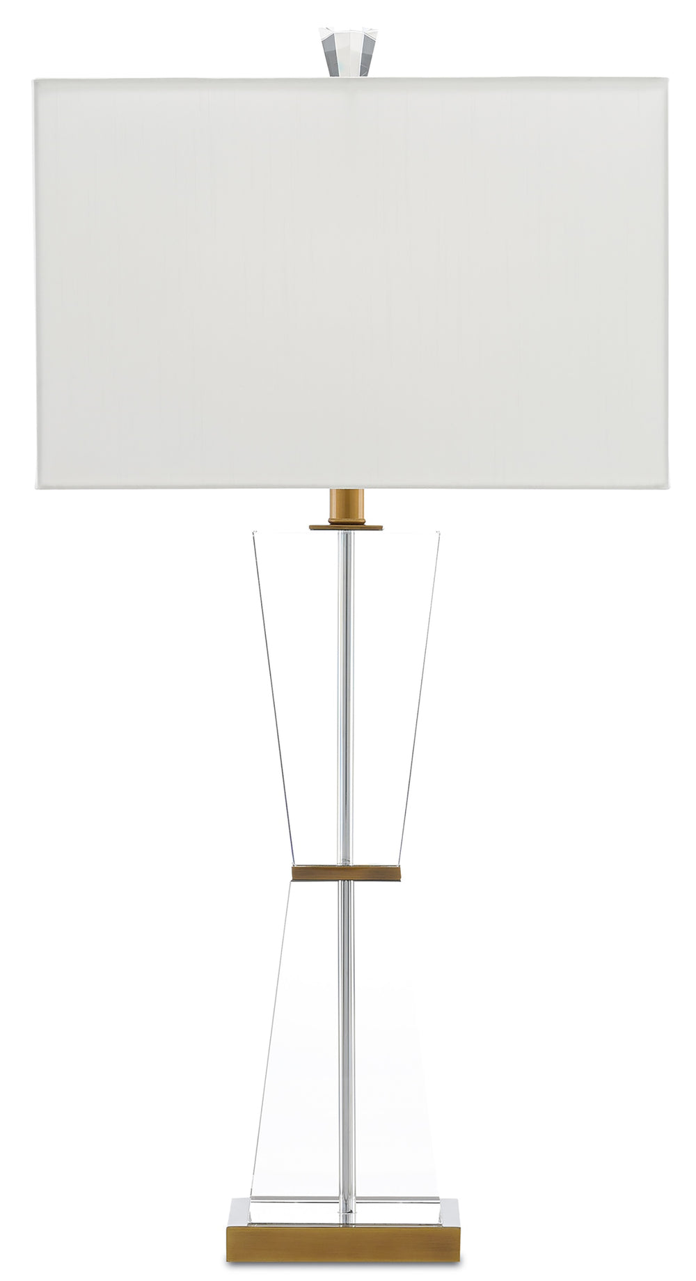 Laelia Table Lamp - Elegant Optic Crystal Design with Antique Brass Finish & Off-White Shade 34" Tall