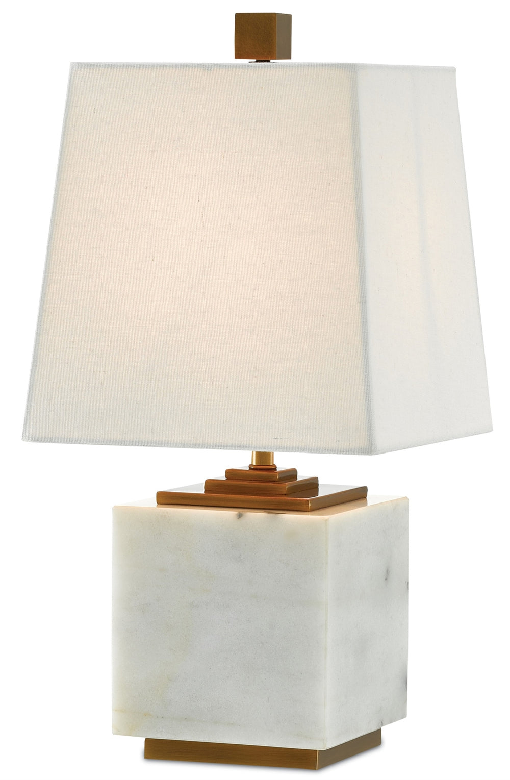 Annelore Table Lamp - Elegant White Marble & Antique Brass Design with Linen Shade for Modern Decor