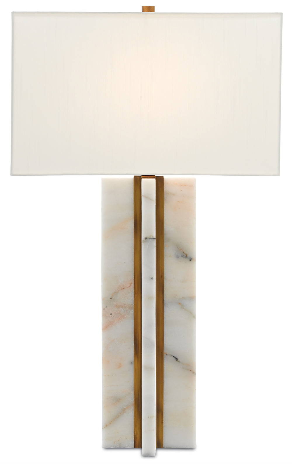 Khalil Table Lamp - Modern Marble & Antique Brass Design with Off-White Shade for Elegant Lighting