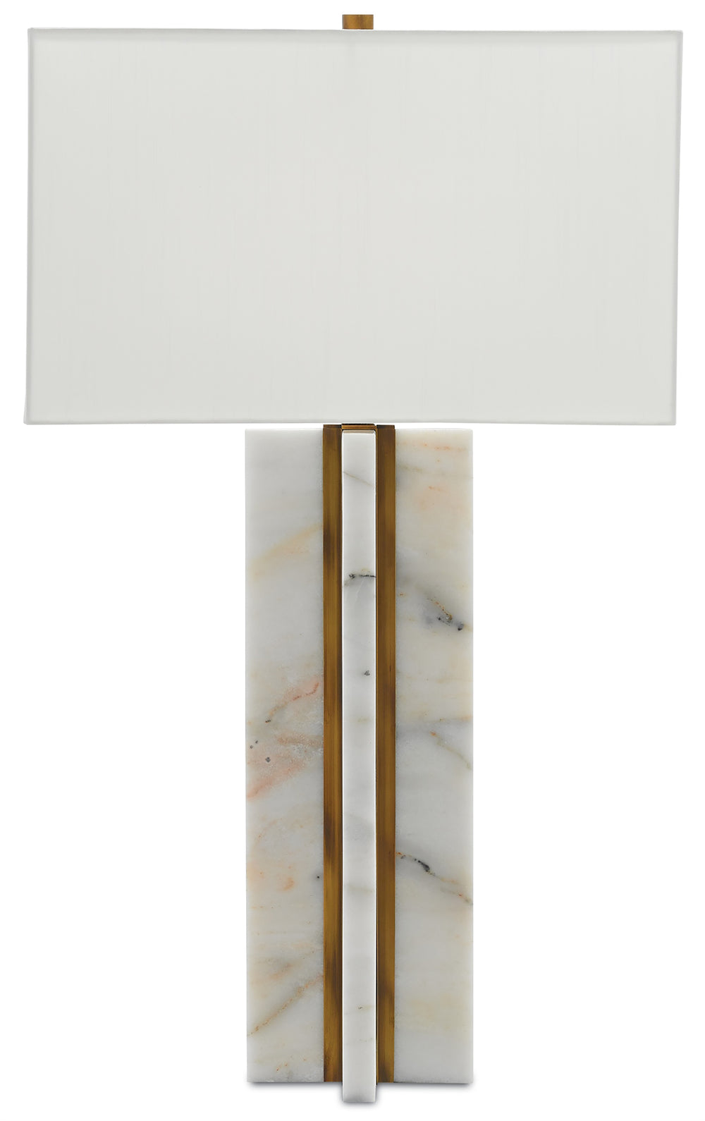 Khalil Table Lamp - Modern Marble & Antique Brass Design with Off-White Shade for Elegant Lighting