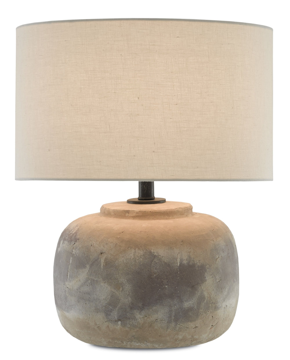 Beton Table Lamp – Distressed Concrete Design in Antique Earth with Light Beige Linen Shade, 20" Tall