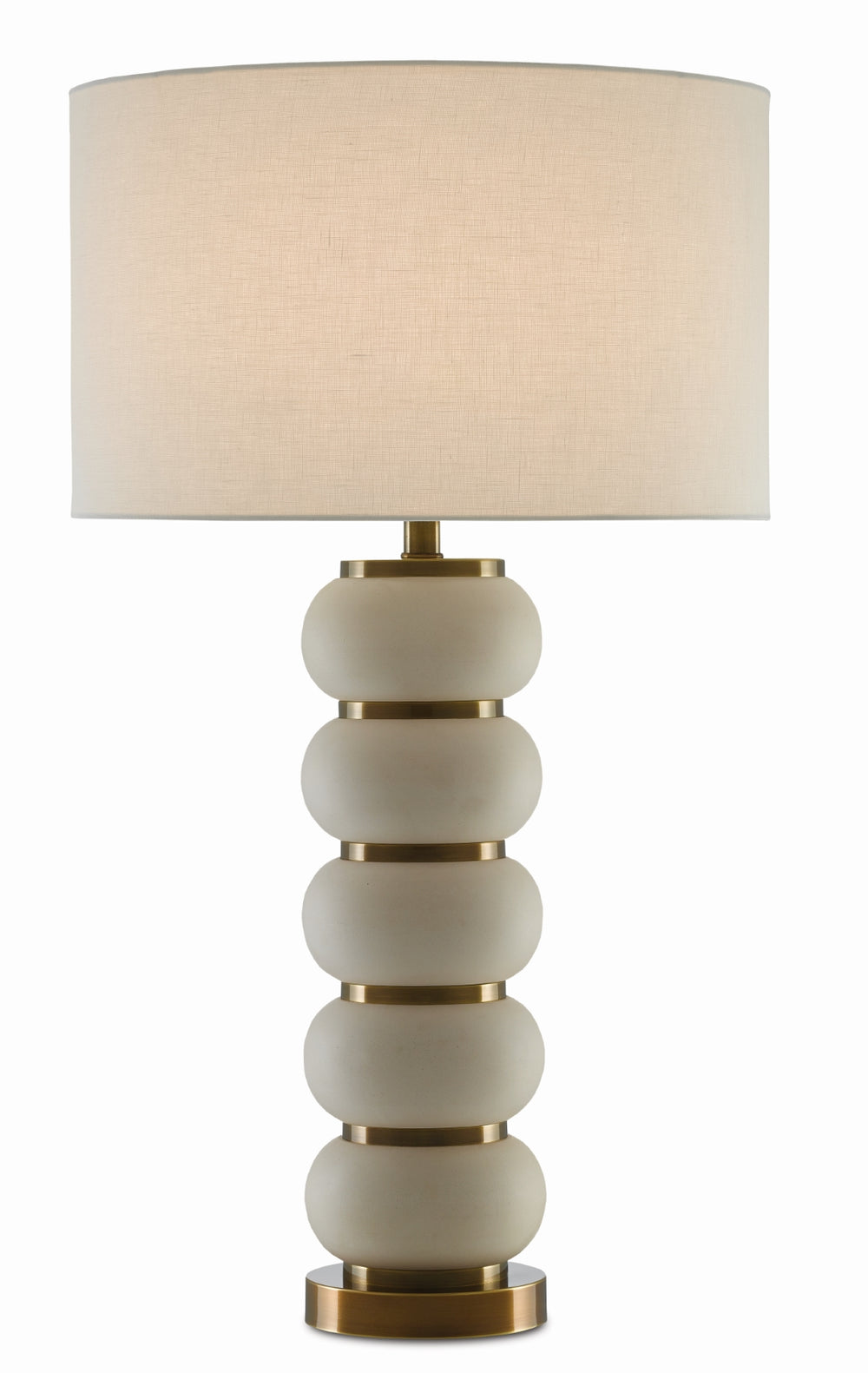 Luko Table Lamp - Elegant White Mud Ceramic with Antique Brass Accents, Perfect for Any Space