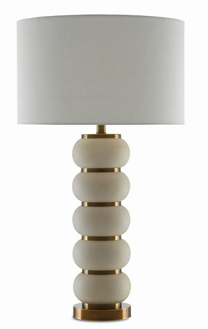 Luko Table Lamp - Elegant White Mud Ceramic with Antique Brass Accents, Perfect for Any Space