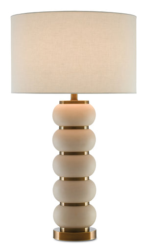 Luko Table Lamp - Elegant White Mud Ceramic with Antique Brass Accents, Perfect for Any Space