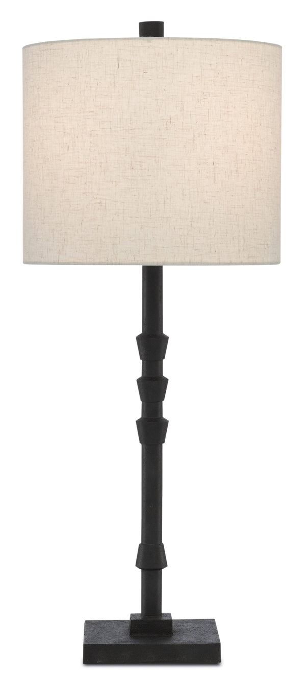 Lohn Table Lamp - Elegant Molé Black Design with Beige Poplin Shade, Perfect for Any Room Decor