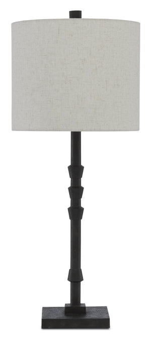 Lohn Table Lamp - Elegant Molé Black Design with Beige Poplin Shade, Perfect for Any Room Decor