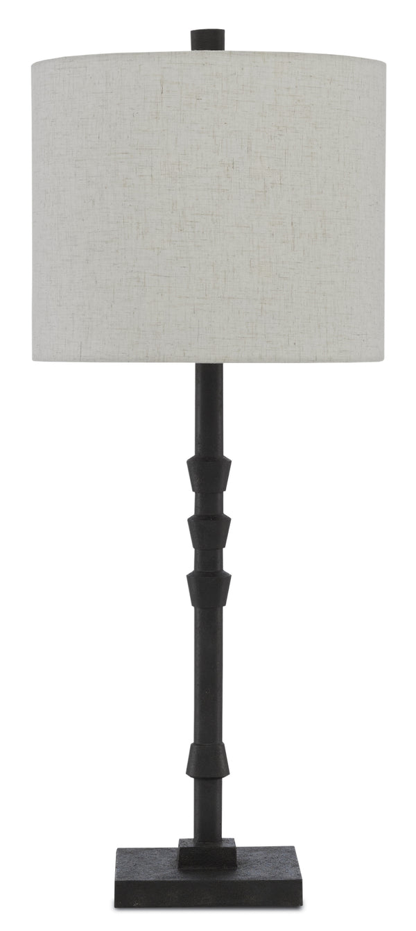 Lohn Table Lamp - Elegant Molé Black Design with Beige Poplin Shade, Perfect for Any Room Decor