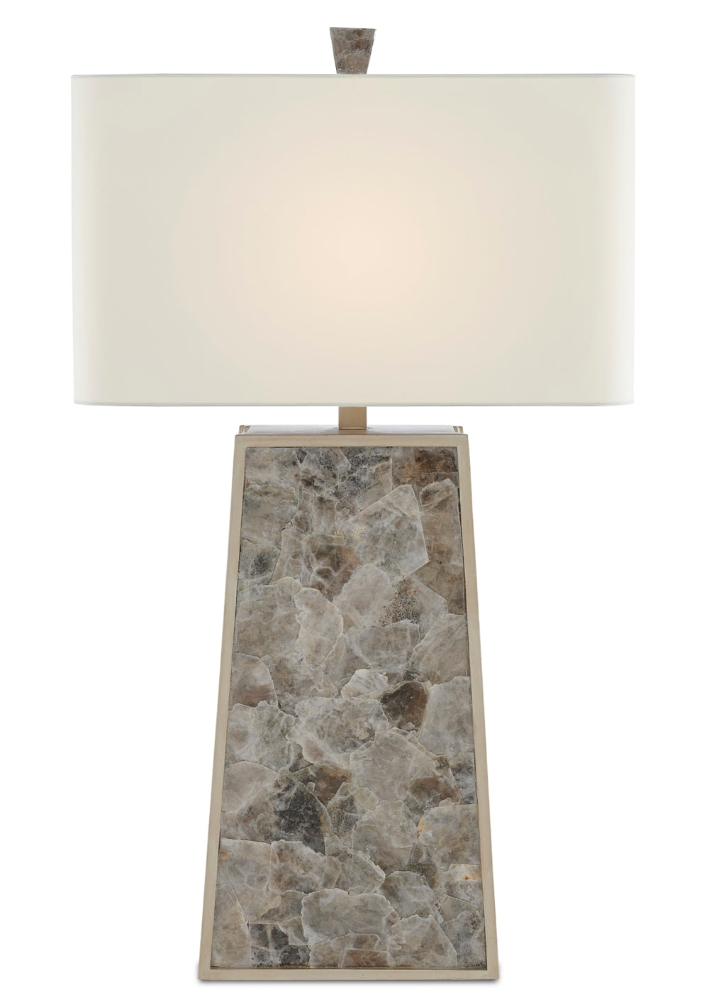 Calloway Table Lamp – Stunning Light Mica Finish, Silver Leaf Frame & Elegant Off-White Shade