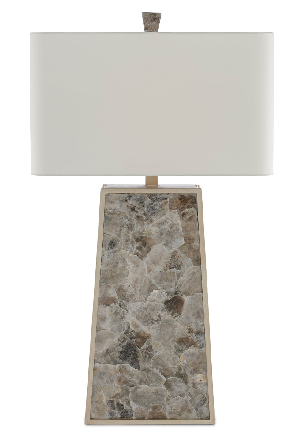 Calloway Table Lamp – Stunning Light Mica Finish, Silver Leaf Frame & Elegant Off-White Shade