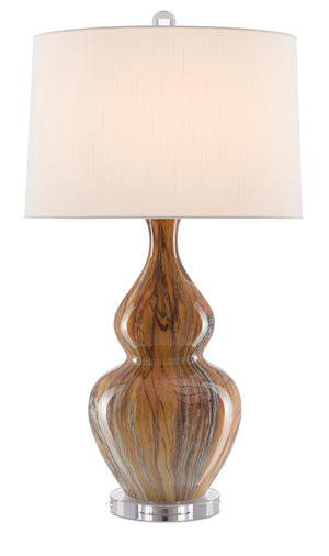 Kolor Brown Table Lamp - Elegant Gourd Design with Optic Crystal Base and Off-White Shade Charm