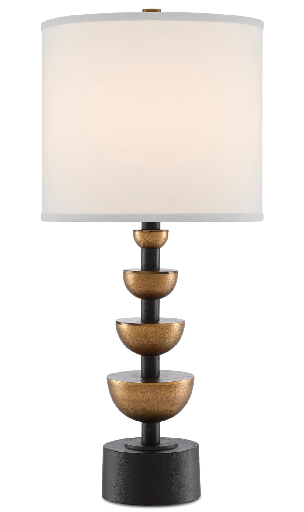 Chastain Table Lamp – Antique Brass & Black Finish, Elegant Off-White Shade, Modern Design Accent